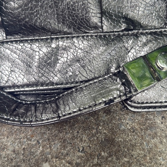 Two items! Metallic Silver Clutch and Adrienne Vittadini Rose Gold Card Holder - Picture 7 of 12